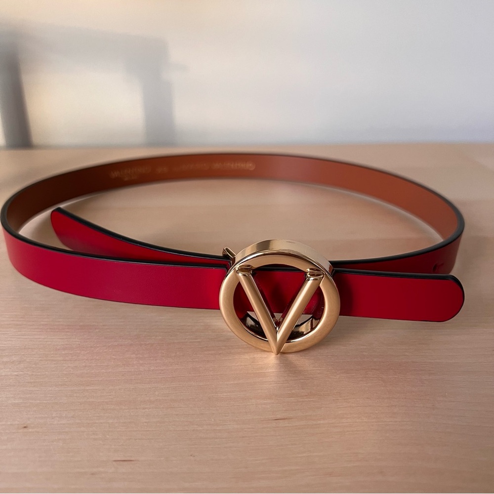 Valentino Logo Belt - Red - XS